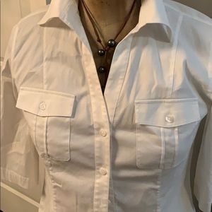 Lafayette 148 white cotton blouse